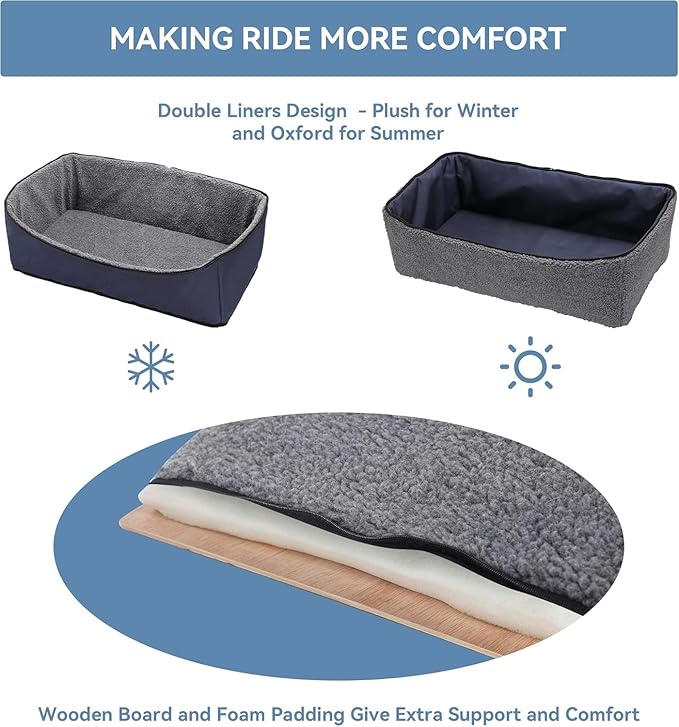 A 4 Pet Dog Car Seat for Medium/Large Dog or 2 Small Dogs, Booster Travel Pet Seat with 2 Safety Seat Belts & Storage Bags, Portable Comfortable Pet Seat for Dogs Under 55 lbs