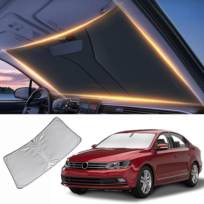 Windshield Sun Shade for Volkswagen Jetta Front Window Shades Cover for 2018-2024 2025 2026 Jetta Windshield Sun Visor Protector Car Accessories