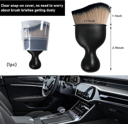 Ziciner Car Detailing Brush, Curved Soft Bristles Auto Removal Dust Collectors, Universal Vehicle Dashboard, Air Conditioner Vents etc Interior Cleaning Tool Accessory (Brown/Black)