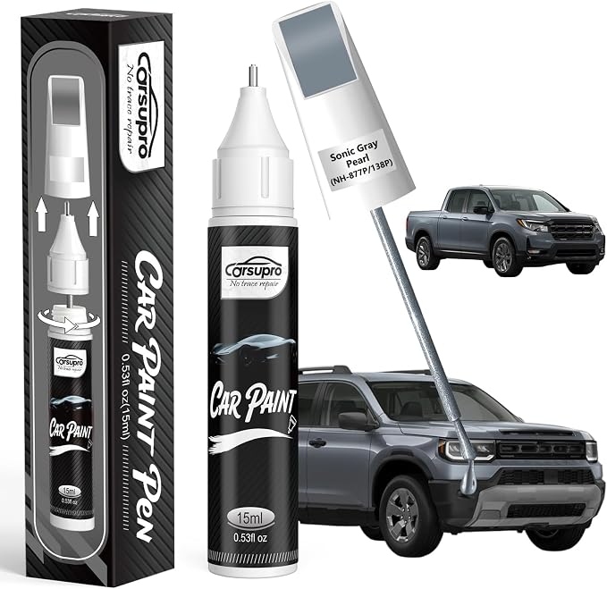 Sonic Gray Pearl(NH-877P/138P) for Honda Touch Up Paint Pen, 2 in 1 Car Scratch Remover with Pen Tip and Brush, Precise Color Match for Car Paint Scratch Repair, Quickly and Easily Fix Chips and Nicks