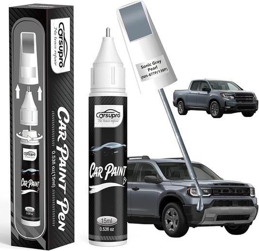 Sonic Gray Pearl(NH-877P/138P) for Honda Touch Up Paint Pen, 2 in 1 Car Scratch Remover with Pen Tip and Brush, Precise Color Match for Car Paint Scratch Repair, Quickly and Easily Fix Chips and Nicks