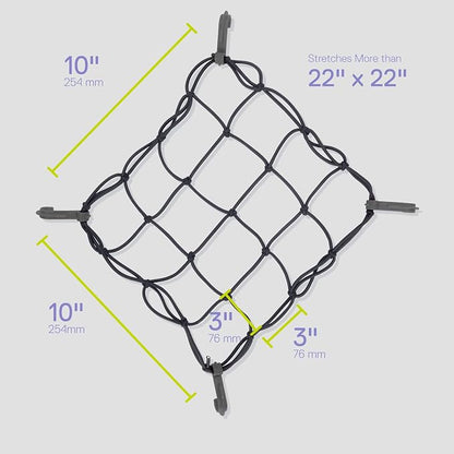 Small Cargo Net by Delta Cycle - Expandable Bungee Net with Hooks Stretches to 22" x 22" - Bike Cargo Net Keeps Your Gear Tightly in Place for Bikes & Kayaks