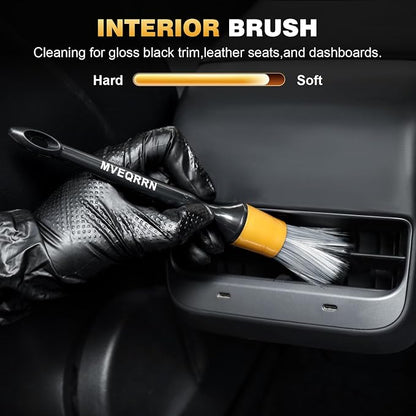 10PCS Car Detailing Brush Set,Boars Hair Car Cleaning Detail Brush kit,Ultra Soft No Scratch Car Dust Brush,Car Interior Detailing Brushes Kit,Detail Brushes Car Detailing for Interior Exterior(gold)