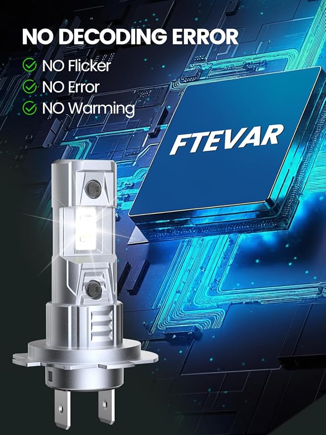 H7 LED Bulbs, 30000LM, Fanless, Plug and Play, Pack of 2 | 6500K Cool White, 50,000+ Hour Lifespan, Fanless, 1:1 Mini Size, 6063 Aluminum, IP67 Waterproof