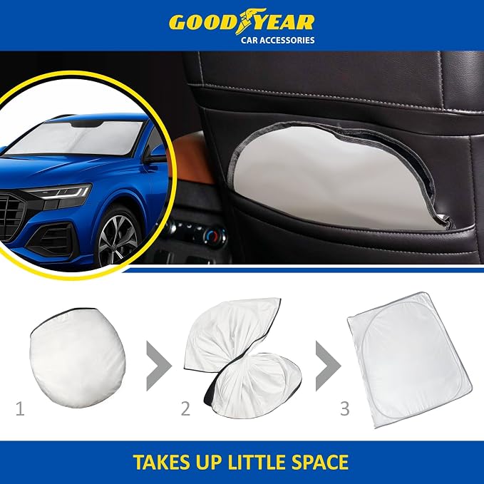 Goodyear Foldable Windshield Sunshade for Audi Q8 2019-2026, Car Accessories, Sunshade Cover, Sun Shade Car Windshield, Window Sun Blocker - GY008370