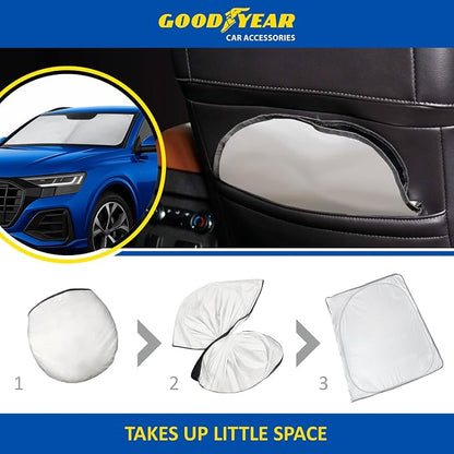 Goodyear Foldable Windshield Sunshade for Audi Q8 2019-2026, Car Accessories, Sunshade Cover, Sun Shade Car Windshield, Window Sun Blocker - GY008370