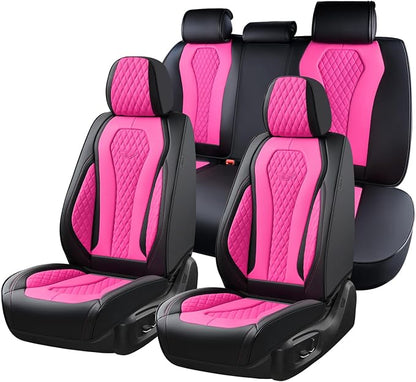 Coverado Auto Seat Covers, Car Seat Covers Full Set, Rose Car Seat Cover, Driver Seat Covers Front Seats Rear Seat Cover, Luxury Car Seat Cushion,Leather Seat Cover Seat Protector Fit for Most Cars