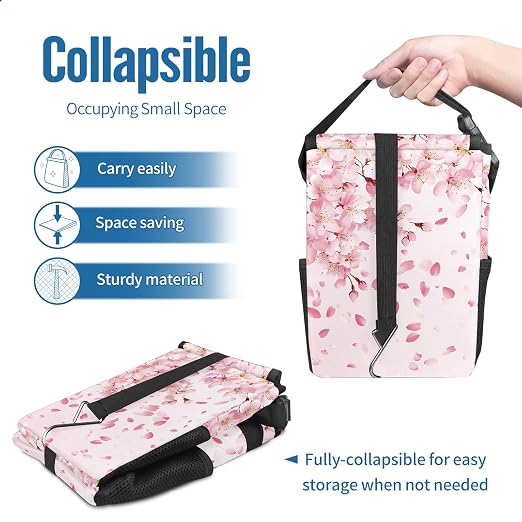 Car Trash Can – Multi-Purpose, Lightweight and Portable with Durable Water-Resistant Coating, No Installation Required, Practical and Ample Capacity, Variety of Colors.Cherry Blossom Pattern