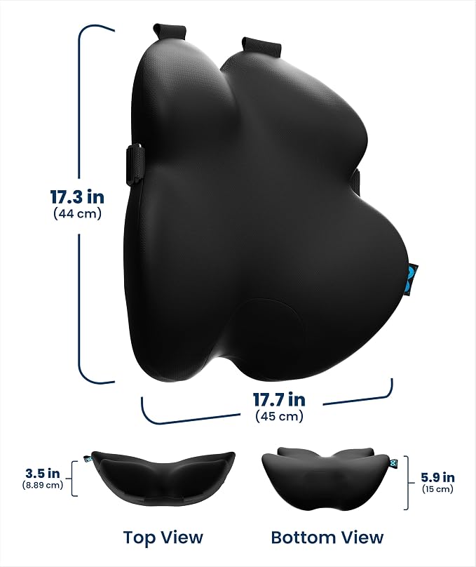 Elevate Series by Everlasting Comfort Lumbar Support Pillow for Office Chair - Memory Foam Back Cushion for Car Seat - Promotes Better Posture, Back Pain Relief - Ideal for Gaming and Desk Chairs