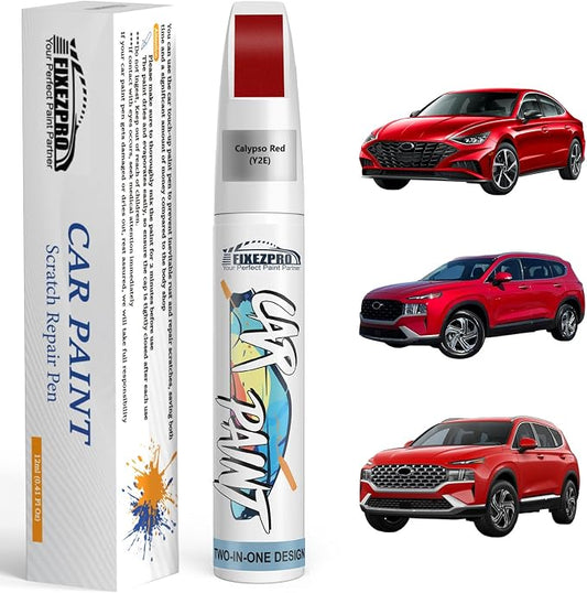 Y2E Calypso Red Touch Up Paint for Hyundai, Exact Color Match Car Paint Scratch Repair Remover Pen Kit Quick & Easy Fix Vehicle Chips and Automotive Nicks Scuff