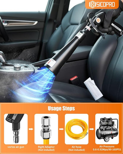 Car Cleaning Gun, Air Blower Gun Car Detailing Tools, Air Compressor Accessories, Air Blaster Gun, 2 Set Nozzle Accessories, Quickly Blowing Out Dirt and DustWorking with Air