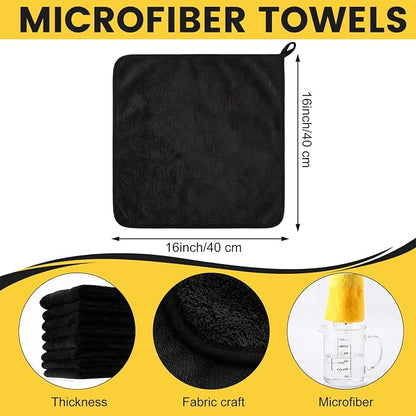 Tallew 60 Pcs Microfiber Towels: 16"x16" Microfiber Drying Towels Bulk Micro Fiber Car Cleaning Cloth for Cars Drying Washing Polishing Cleaning Household Supplies (Black,Yellow)