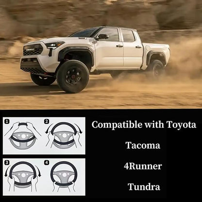 Yangday Leather Steering Wheel Cover for Toyota Tacoma 4Runner Tundra, 15.5-16 inches Car Steering Wheel Cover with Anti-Slip Massage Particle (Brown)