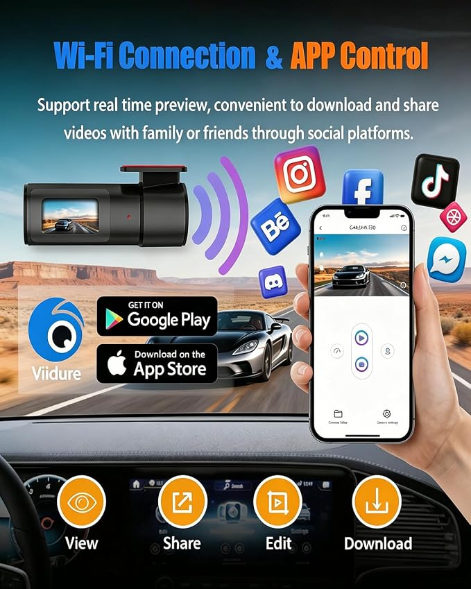 HKOIZBL 4K+2.5K Dash Cam Front and Rear, Built-in 5G WiFi, 32GB Card Included, 2'' IPS Screen Dash Camera for Cars, Starlight Night Vision, Dual Dashcam with WDR, Loop Recording, 24H Parking Monitor