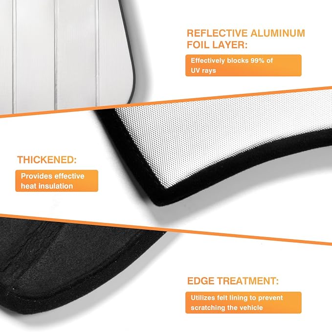 KUST Windshield Sun Shade for Honda CRV 2023-2025 2026 Foldable Thicken Window Sunshade UV Protection Keep Cool Sunshield Easy Install Sun Visor Accessories Aluminum Film