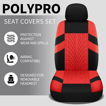 VarCozy Car Seat Covers Full Set, Front & Split Rear Bench for Car, Universal Cloth SUV, Sedan, Van, Automotive Interior Covers, Airbag Compatible