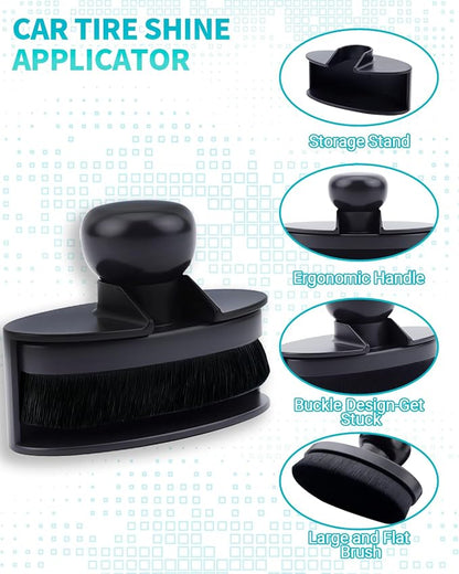 Car Tire Shine Applicator Brush, Auto Tire Detail Brushs, Portable Car Tire Brush with Seal Cover Design, High Density Soft Shine Applicator Brushs, for Auto Detailing Cleaning (1 PCS, Large Size)