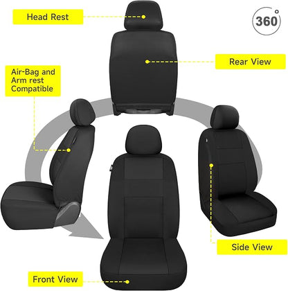 VarCozy Seat Covers for Car Front Pair, Breathable Cloth Front Car Seat Covers, Universal Cloth Seat Covers for SUV Sedan Van, Automotive Interior Covers, Airbag Compatible