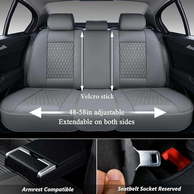 Coverado Rear Seat Covers, Leather Back Seat Cover for Car, Universal Waterproof Automotive Seat Cushion Protector for Most Cars Trucks SUV (Coffee)