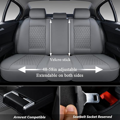 Coverado Rear Seat Covers, Leather Back Seat Cover for Car, Universal Waterproof Automotive Seat Cushion Protector for Most Cars Trucks SUV (Coffee)