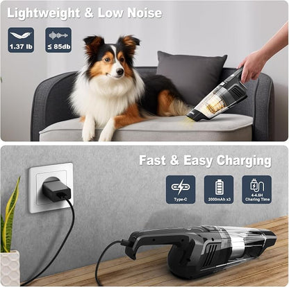 TROIZO Handheld Vacuum Cordless, 14500PA Powerful Suction Hand Held Vacuum Cleaner with Brushless Motor, Rechargeable and Portable Car Vacuum for Home Office Car Pet
