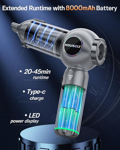 houscly Handheld Car Vacuum Portable Cordless 25000Pa High Power Small Mini Hand Vacuum Rechargeable 4-in-1 Wireless Handheld Vac for Car Office Desktop Home Cleaning Ideal Gifts for Men & Women