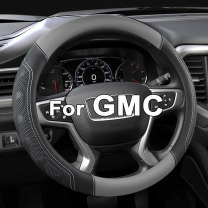 GIANT PANDA Steering Wheel Cover for GMC Sierra Acadia Terrain Yukon(Gray+Black-Standard Size)