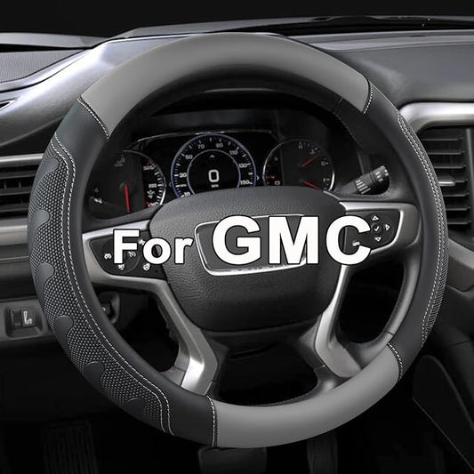 GIANT PANDA Steering Wheel Cover for GMC Sierra Acadia Terrain Yukon(Gray+Black-Standard Size)