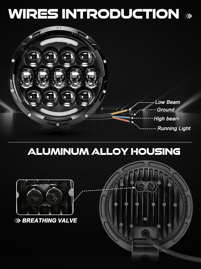AUDEXEN LED Work Lights, 7 Inch 105W Round Spot LED Pods Light Bar High/Low Beam DRL with Adjustable Mounting Bracket Compatible with Jeep Off Road 4WD Truck SUV UTV ATV Driving Lamp - 1pcs