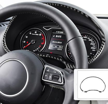 Real Premium Carbon Fiber Sticker Compatible with Audi A3 S3 RS3 8V 2013 2014 2015 2016 2017 2018 2019 Car Dashboard Speedometer Tachometer Decor Frame Auto Interior Accessories Decal Black