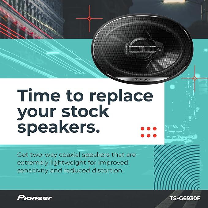 PIONEER G-Series TS-G6930F 6” x 9” 3-Way Speakers (Pair) – 400W Max, Balanced Sound + Smooth Treble, Great Stock Replacement, High-Efficiency Speaker Designed for OEM Power