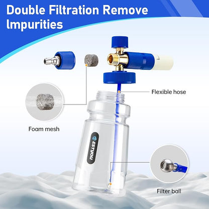 Foam Cannon for Presure Washer，Blue Car Wash Cleaning Foam Cannon with 1/4” Quick Connector,Adjustable Foam Thickness and Spray Range,Suitable for Various Car Washing Scenarios