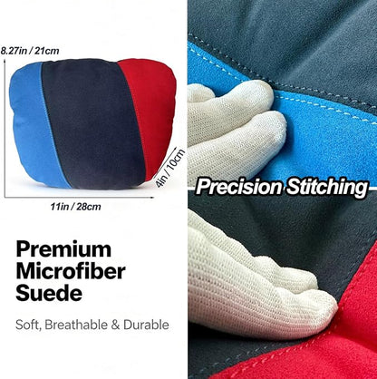 Car Headrest Pillow for BMW, mTricolor Stripe Design with Microfiber Suede Cover, Neck Cushion with High-Resilience Foam for Driving Comfort