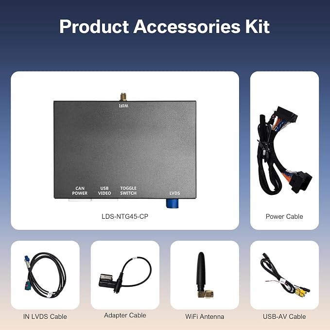 Wireless CarPlay & Android Auto Retrofit Kit Decoder for Mercedes Benz A/B/C/E/GLK/GLA/GLC/GLS/ML/GL/SLK/V Class 2011–2015 with NTG4.5/4.7 System, Supports Original Knob Control & Camera