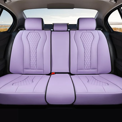 Coverado Purple Car Seat Covers, Back Car Seat Cover, Leather Seat Cover, 3-Pieces Car Seat Cushion, Luxury Seat Cover Seat Protector Universal Fit Most Cars Trucks SUV
