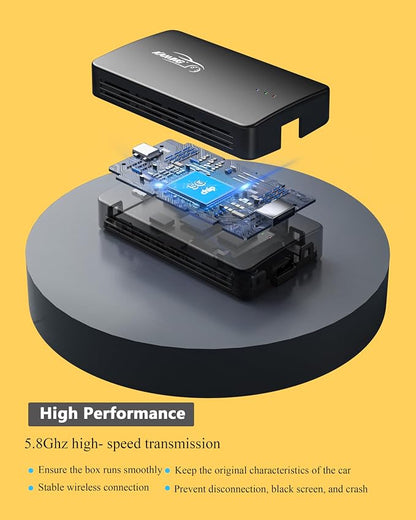 KAMING Wireless CarPlay Adapter, Build in YouTube Tiktok and More, Wireless Android Auto Adapter Plug and Plug, Magic Box 2025 Upgrade for OEM Wired CarPlay Cars