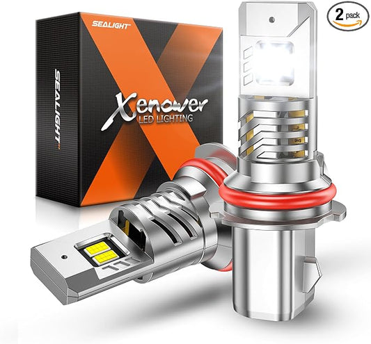 SEALIGHT 9004 Bulbs, 40000LM 8X Brightness 9004 Fog Lights, 6500K Cool White Bulbs with 15000RPM Fan, Plug and Play, IP68 Waterproof, Pack of 2