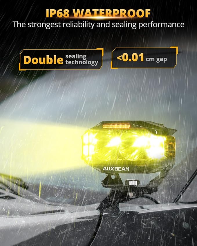 Auxbeam V-MAX Series LED Light Pod, 270° Side Shooter LED Offroad Lights with Amber DRL, 4 Inch Auxiliary Ditch Light for Truck ATV Jeep Ford