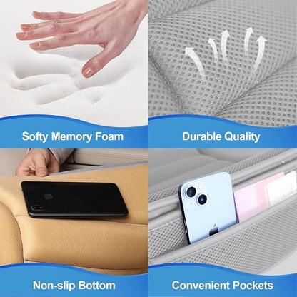 Lofty Aim Premium Car Seat Cushion, Driver Cushion with Comfort Memory Foam & Non-Slip Rubber Bottom, Car Seat Pad Works with 95% of Vehicles and Office Chair or Home - 4D Gray