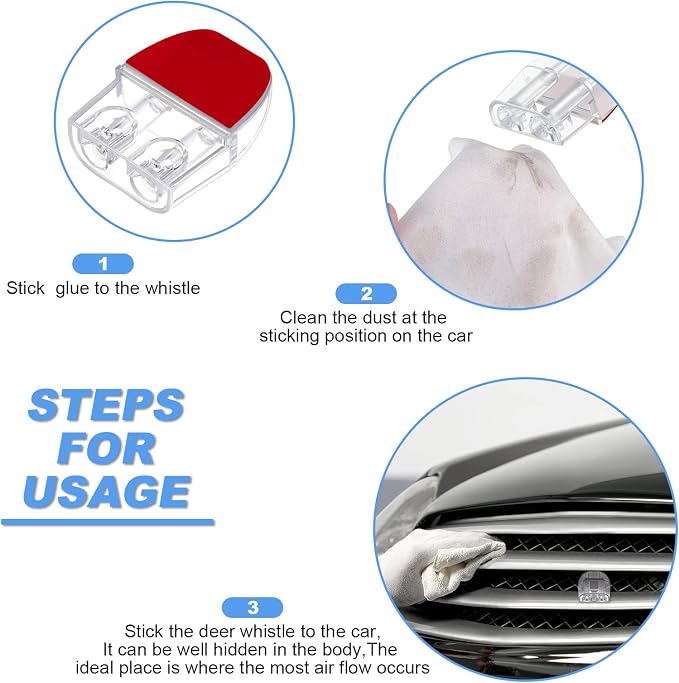 BBTO 8 Pieces Deer Whistles for Car with Adhesive Tapes Deer Horns Alerts Warning Devices and Extra 20 Pieces Adhesive Tapes for Car Truck Auto and Vehicles (Transparent)