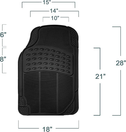 FH Group Automotive Floor Mats Climaproof for All Weather Protection Universal Fit Trimmable Heavy Duty fits Most Cars, SUVs, and Trucks, 2pc Front Set Solid Black