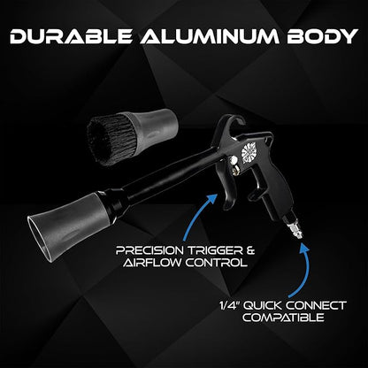 The Rag Company - The Ultra Air Blaster (Version 2) – Lift and Blast Dirt and Debris Away for Interior Detailing; Durable and Ergonomic Metal Design; Trigger Operated