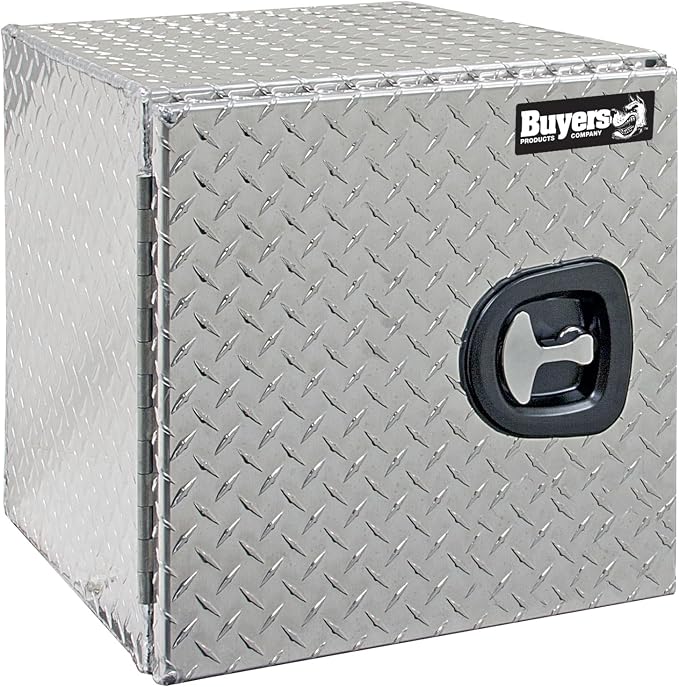 Buyers Products 1702225 Underbody Truck Tool Box with Barn Doors, 24x24x24 Inch, Diamond Tread Aluminum, Made in USA, Compression Latch, Weather Resistant, Toolbox for Flatbeds, Trailers & Work Trucks