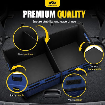 MIKKUPPA Car Trunk Organizer - 70L Collapsible Trunk Organizer for Groceries, Car Storage Organizers for SUV Auto Truck Van with Non Slip Bottom (Blue)
