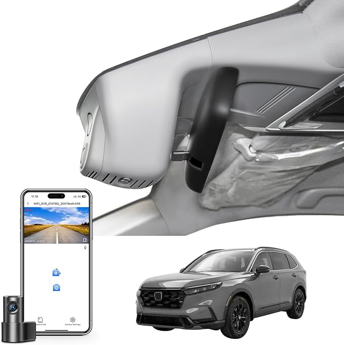 Mangoal Honda CRV Dash Cam Front 4K & Rear 1080p Custom fit for Gen6 CR-V & CR-V Hybrid 2023-2026(Gray)(Model B), Integrated OEM Look, UHD 2160P Video, WiFi & App, GPS, 128GB Card