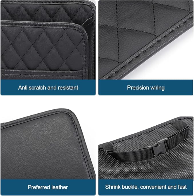 Mandark Car Seat Back Organizer, PU Leather Automotive Backseat Hanging Storage Pocket, Multipurpose Vehicle Travel Essentials Accessories for Kids & Adults, Universal for Most Cars (Gray)