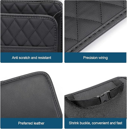 Mandark Car Seat Back Organizer, PU Leather Vehicle Backseat Hanging Storage Pocket, Multipurpose Auto Travel Essentials Accessories for Kids & Adults, Universal for Most Cars (Black)