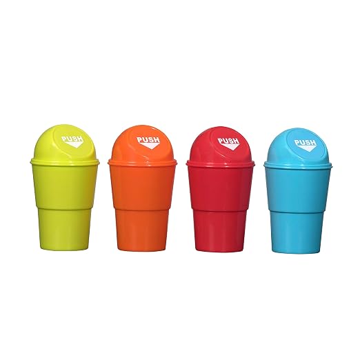 Hammont Mini Trash Can for Car - 4 Pack, 3.75"x6.5" Miniature Trash Bin - Cute Vehicle Accessories, Compact and Convenient Trash Can