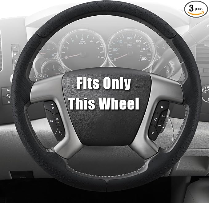 Aimato Customized Steering Wheel Cover for Chevy Silverado 1500 2007-2013/GMC Sierra 2007-2013/2500 3500 Suburban Tahoe Yukon 2007-2014/Traverse 2009-2017/GMC Sierra 2500 3500 2008-2014