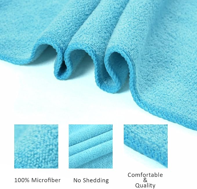 JML Microfiber Bath Towel Set, 6 Pack, 27" x 55", Purple/Grey/Light Blue | Extra Absorbent, Fast Drying, Lint Free, Fade Resistant, Hanging Loop, Multipurpose for Swimming, Fitness, Sport, Yoga